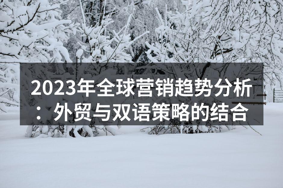 2023年全球营销趋势分析：外贸与双语策略的结合