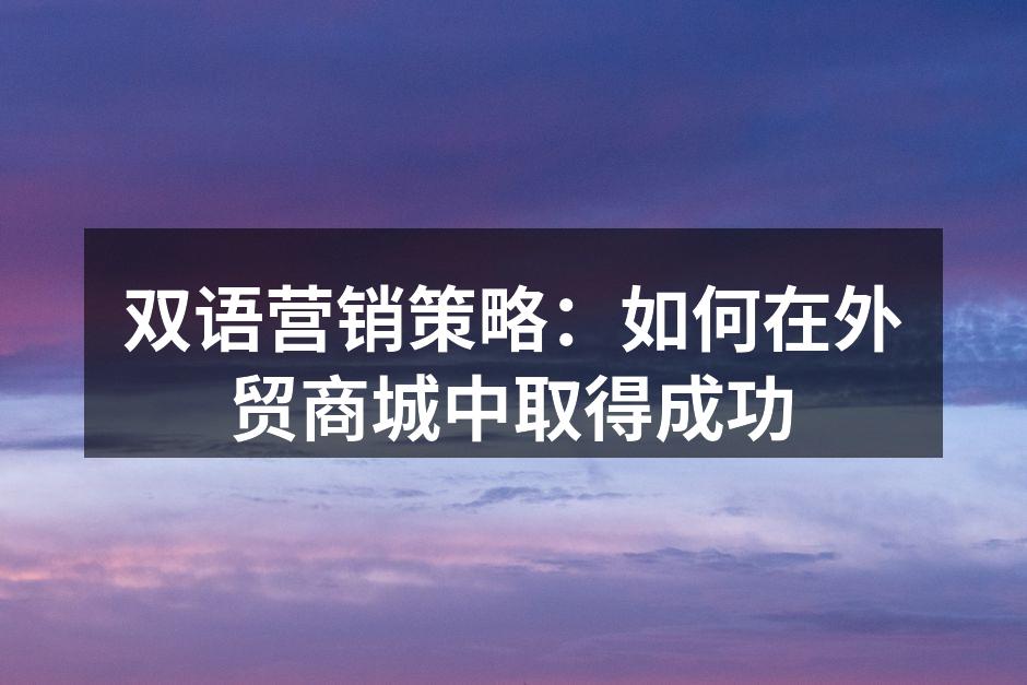 双语营销策略：如何在外贸商城中取得成功